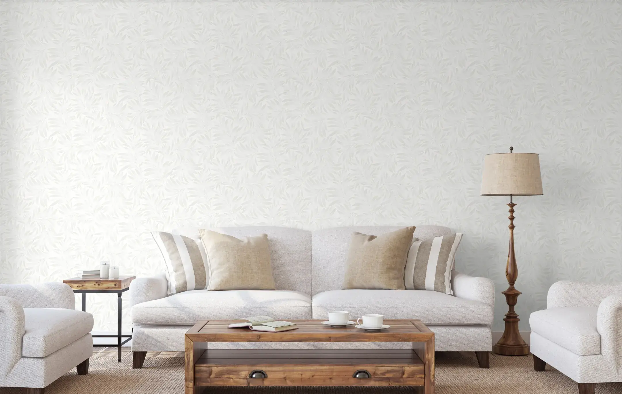 White Embossed Wallpaper – Flocked Velvet (7812-1)